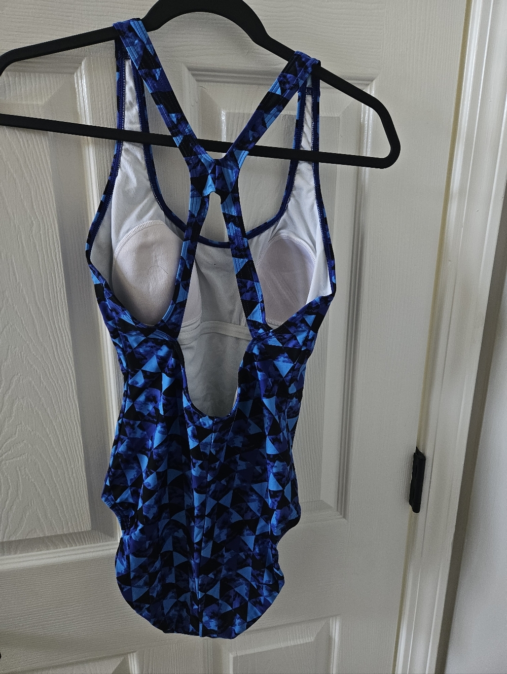 Speedo Blue Geometric Performance One Piece Swimsuit - Size 12 - Picture 2 of 6